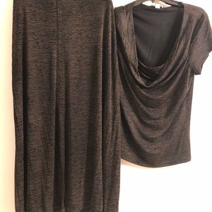 2 pc Leopard print top and maxi skirt